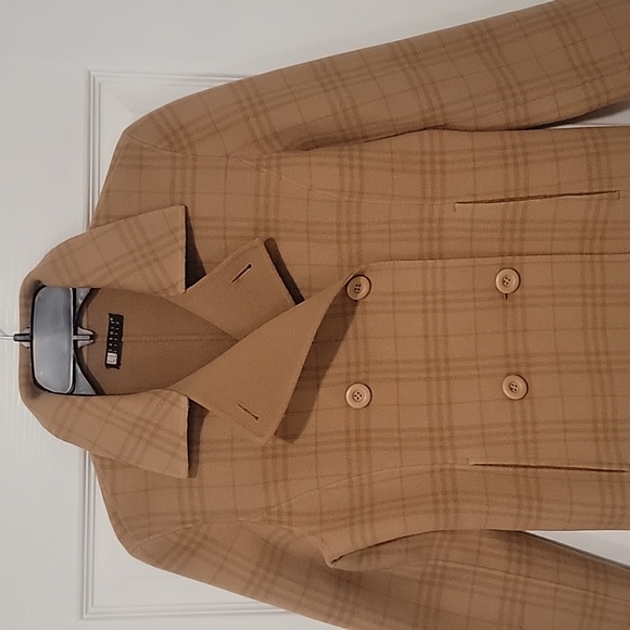 Carol Little szXS Double Breasted Wool Camel Plaid Jacket. BinG - Picture 5 of 9